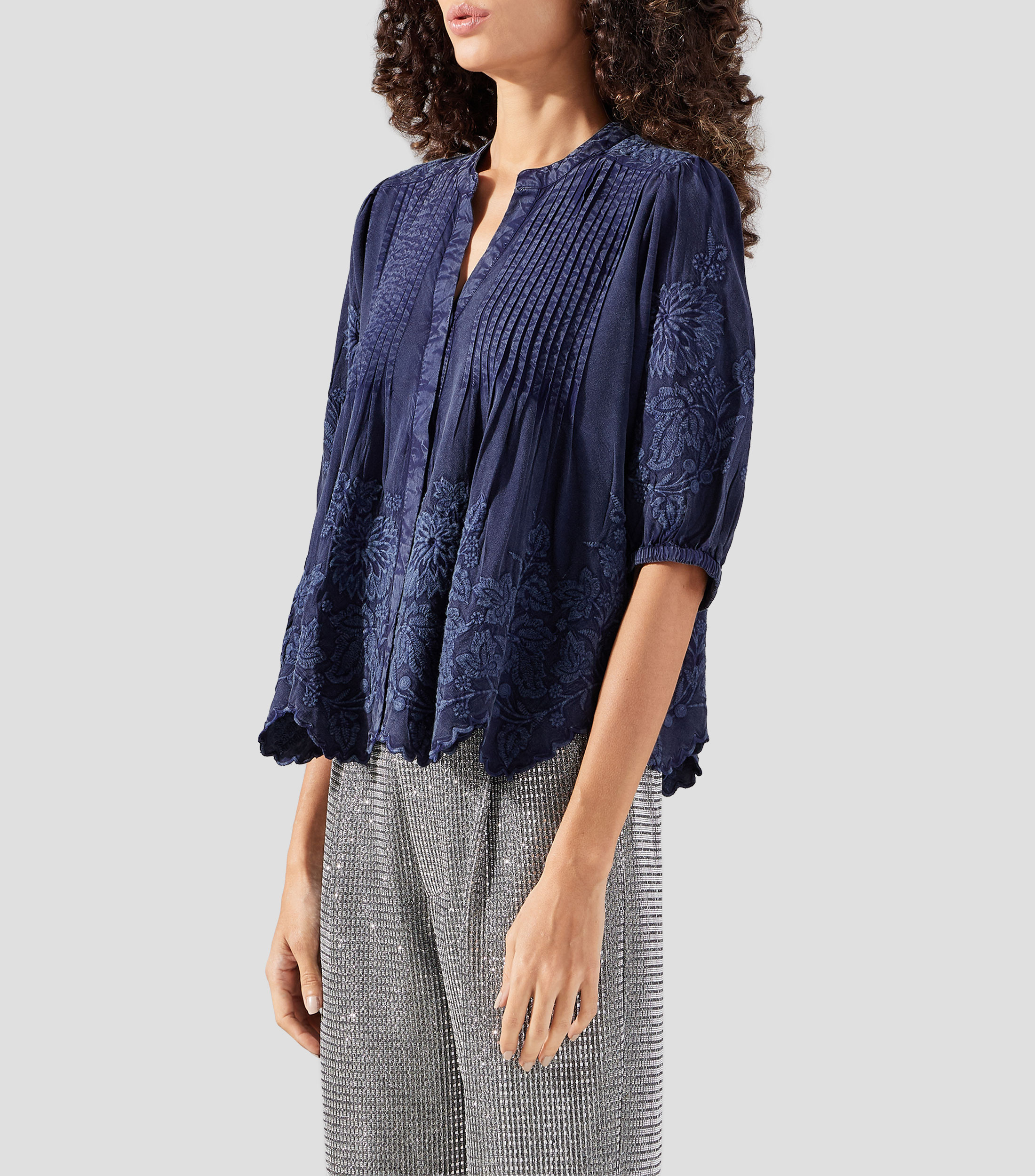 Blusa fantasía floral manga 3/4 Mujer